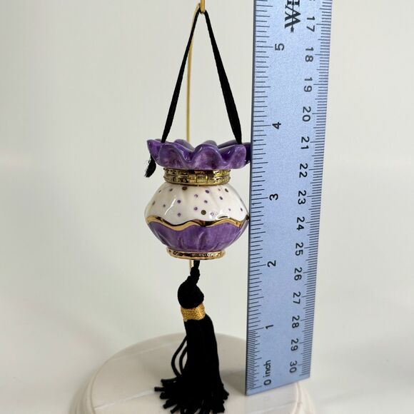 Porcelain Hinged Trinket Box Mud Pie Pillbox Fashion Set Hat Shoe Purse Vintage - Picture 10 of 11